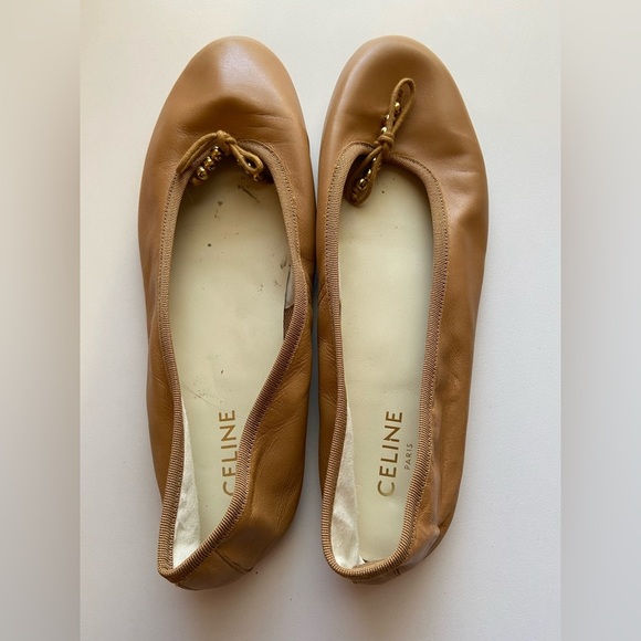 Celine Beige Leather Ballet Flats - Size 41 (US 11, Fits US 10-11) - Picture 1 of 9